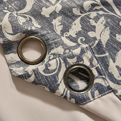 jinchan Blue Floral Curtians 90 Inch Room Darkening Grommet 2 Panels - color: *Dusty Blue, size: 50"W x 90"L (Pack of 2)