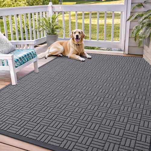 OLANLY Front Door Mat Outside Entrance 71x47, Heavy-Duty Rubber Doormat - color: Grey, size: 71" X 47"
