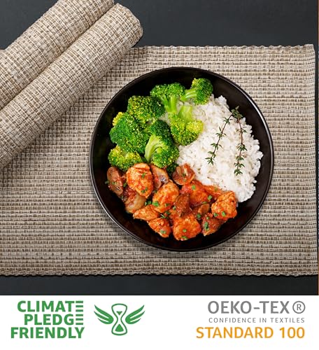 Urban Villa Two Tone Placemat Cotton Tablemat 14x20 (Set of 6) Eggshell - color: Egg Shell, size: 14" x 20"