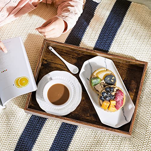 Hanobe Decorative Coffee Table Tray for Home Decor with Handle - size: 15.8" x 11.8" x 2"