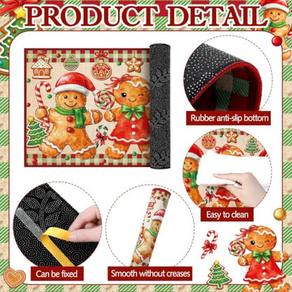 Fourluoo 3 Pcs Christmas Gingerbread Man Kitchen Rug Set - color: Vibrant Colors