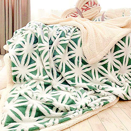 UKELER Green Flannel Sherpa Throws 60'' x 50'' New Blanket Ultra Plush Lightweight Throw Blanket Luxury Soft Warm Fuzzy Blanket Throws for Bed/Couch/Sofa/Office/Camping - color: C-green, size: 50''x60''