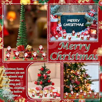 Halloscume 25 Pcs Mini Santa Christmas Figurines to Hide, White Skin