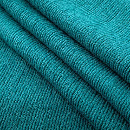 Vonty Teal Knitted Throw Blanket with Tassels Fringe, 50x60 Acrylic - color: Teal, size: 50" x 60"