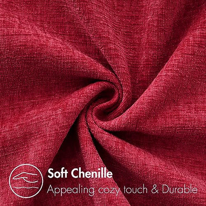 MIULEE Soft Chenille Christmas Throw Pillow Covers Red 16x16 Inch - color: Red, size: 16" x 16" (Pack of 2)