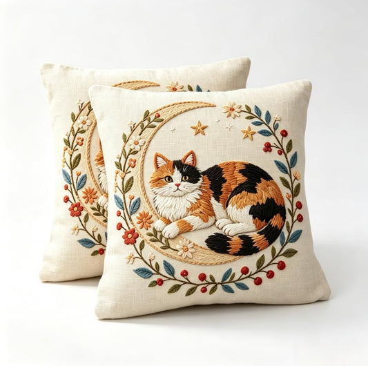 18x18 Inch Calico Cat Linen Throw Pillow Covers Set of 2 - color: A20015, size: 18" x 18" (Pack of 2)