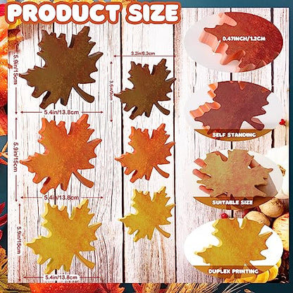 BBTO 6 Pcs Fall Wooden Maple Leaf Signs Thanksgiving Table Decor