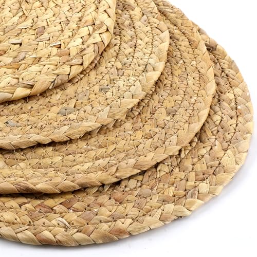 Bencailor 6 Pcs Jute Woven Placemats Natural Braided Placemats, Oval