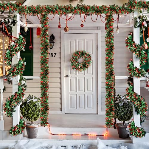 50Ft Red Green Christmas Tinsel Garland Xmas Tree Decorations - color: Red Green