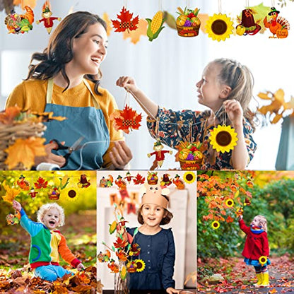Bucherry 40 Pieces Fall Thanksgiving Wood Ornaments for Tree,Cute Style - style: Cute Style