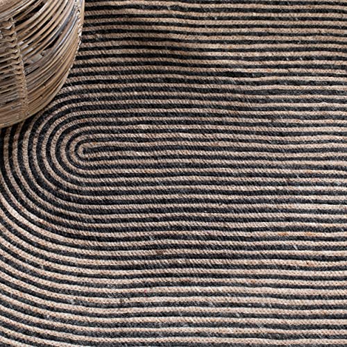SAFAVIEH Braided Round Rug 3', Wool Beige & Black BRD904B - color: Beige/Black, size: 3' (Round)