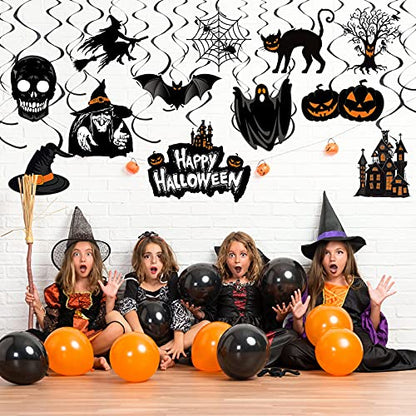 Censen 53 Pcs Halloween Hanging Swirl Decorations - Hanging Halloween Ceiling Streamers Happy Boo Day Witch Pumpkin Ghost Cutout Swirl for Indoor Outdoor Office Supplies(Scared) - style: Scared Style