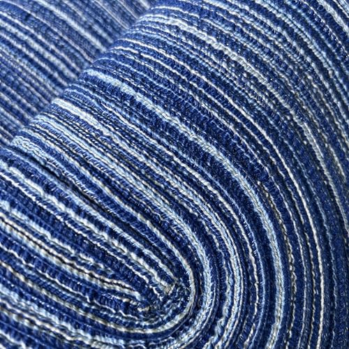 WAZAIGUR Oval Placemats Set of 6, Woven Braided, 18 x 12 Inch, Blue ＆ White - color: Blue and White, size: set of 6