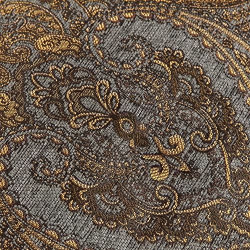 Loom and Mill Antique Damask Valances for Windows, Bronze Gold, 54"x18" - color: Cambridge-grey+gold