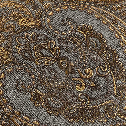 Loom and Mill Antique Damask Valances for Windows, Bronze Gold, 54"x18" - color: Cambridge-grey+gold