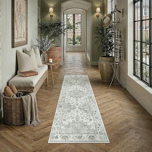 Washable Neutral Green Kitchen Runner Rug Set of 3 - color: Neutral | Green, size: 20"x32"+20"x48"+20"x59"