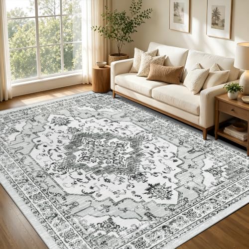 Arenarug 5x7 Washable Area Rug for Living Room, Light Grey - color: Light Grey, size: 5' x 7' (Rectangular)