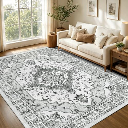 Arenarug 5x7 Washable Area Rug for Living Room, Light Grey - color: Light Grey, size: 5' x 7' (Rectangular)