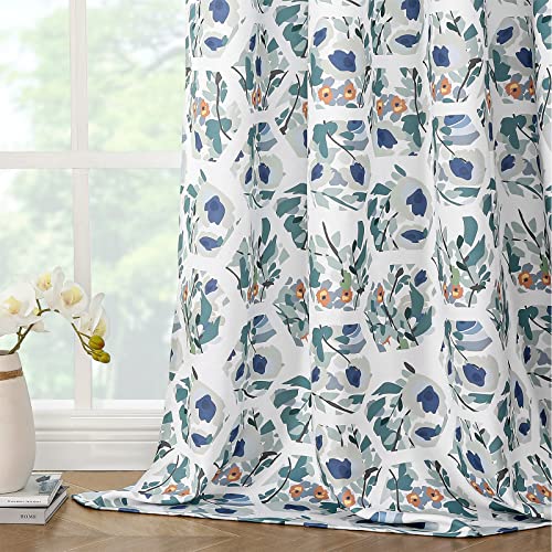 Joydeco Boho Green Floral Curtains 72 Inches Long for Bedroom 2 Panels, Room Darkening Curtains Patterned Panels for Living Room with Grommet, 80% Blackout Botanical Printed Drapes(Hexagon Green-72) - color: Hexagon Green, size: 52"W x 72"L (Pack of 2)