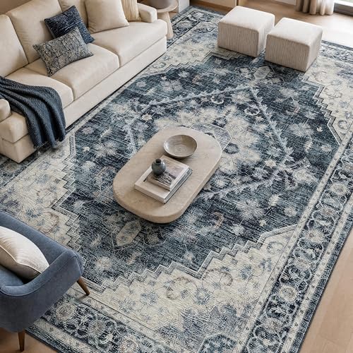 Garvee Navy Blue Boho Washable 2x6 Runner Rug for Kitchen Hallways Entryway - color: Navy Blue, size: 2' x 6' (Rectangular)