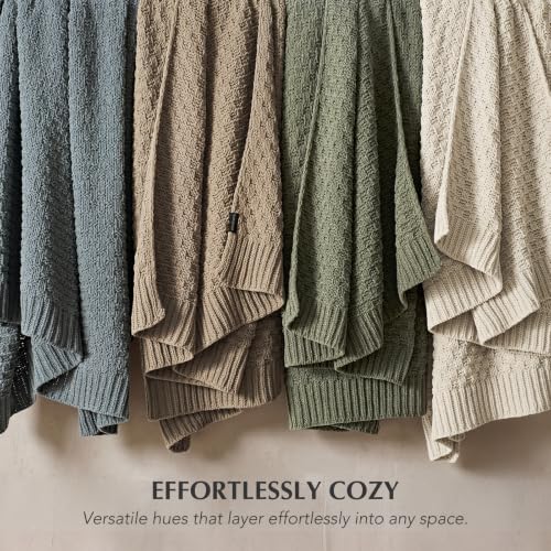 EVERGRACEHOME Chunky Chenille Knit Throw Blanket, Birch, 50" x 60" - color: Birch, size: 50" x 60"