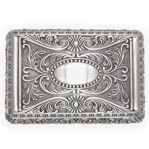 Rectangle Antique Metal Jewelry Box Trinket Storage Organizer Gift Box Chest Ring Case with Floral Engraved for Girls Ladies Women, Large - size: Large
