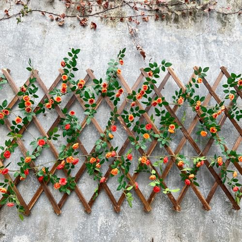 2X 6FT Fake Rose Garland, Flower Garland,Artificial Flower wild Rose Vine - color: Yellow-orange, size: 2