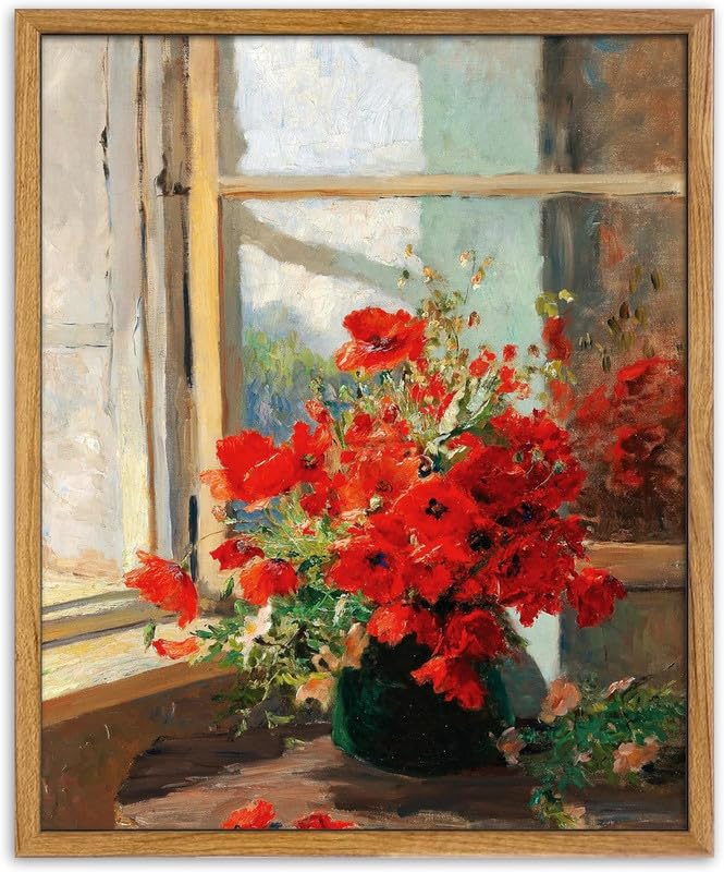 UPWOIGH Olga Wisinger-Florian Poppies Framed Wall Art, 16 x 24 Inch - color: Red Poppies, size: 24"L x 16"W