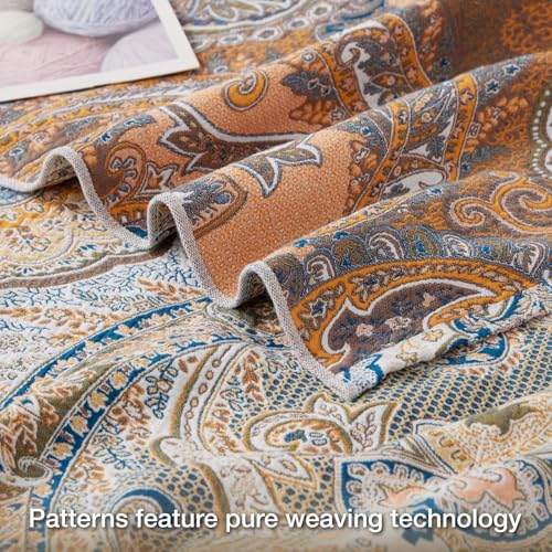 100% Cotton Boho Throw Blanket for Home Decor – Classic Farmhouse Quilt Bedding, Muslin Blankets for Adults, Vintage Woven Decorative Blanket for Couch, Bed Layering Use, Paisley Pattern, 60"x80" - color: 2 - Paisley, size: Twin (60 x 80 Inch)