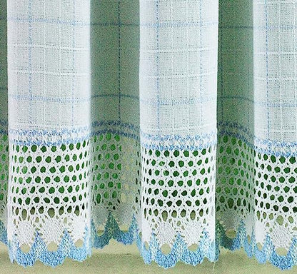 Today's Curtain Adirondack 2-Tone Crochet Tier 24", White/Blue, 60W x 24L - color: White/ Blue, size: 60"W x 24"L (Pack of 1)