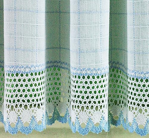 Today's Curtain Adirondack 2-Tone Crochet Swag 38", White/Blue, 60W x 38L - color: White/ Blue, size: 60"W x 38"L (Pack of 1)