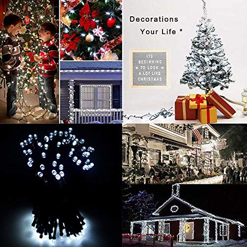 HOME LIGHTING 66ft Christmas Decorative Mini Lights, 200 LED Green Wire Fairy Starry String Lights Plug in, 8 Lighting Modes, for Indoor Outdoor Xmas Tree Wedding Party Decoration (White) - color: White
