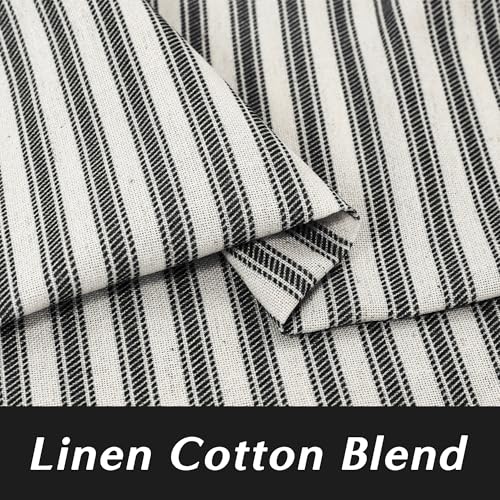 Lino Rosa Small Window Curtains 20 inch Length Black and Beige White Farmhouse Bahtroom Window Curtain - color: Black, size: 24"W x 20"L (Pack of 2)