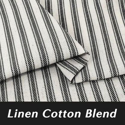 Lino Rosa Small Window Curtains 20 inch Length Black and Beige White Farmhouse Bahtroom Window Curtain - color: Black, size: 24"W x 20"L (Pack of 2)