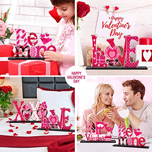 Valentine's Day Decorations Romantic Tabletop Centerpiece Signs Love Wooden Table Sign Valentines Decorations for Home Decor Gift Dining Room Table Wedding Anniversary Party - style: Valentines decorations