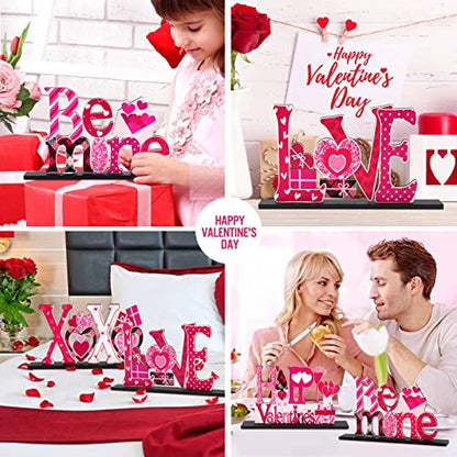 Valentine's Day Decorations Romantic Tabletop Centerpiece Signs Love Wooden Table Sign Valentines Decorations for Home Decor Gift Dining Room Table Wedding Anniversary Party - style: Valentines decorations