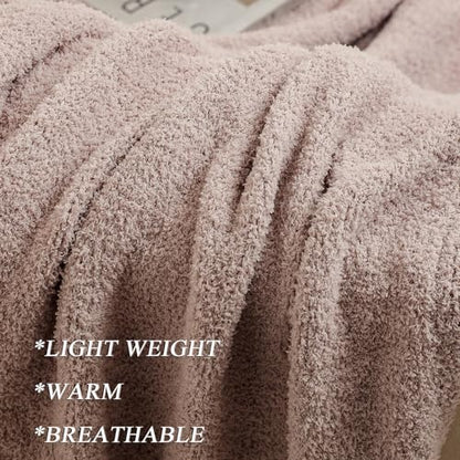 bearberry Knit Throw Blanket 60x80 Beige Super Soft Plush for Couch - color: Beige, size: Twin(60″x80″)