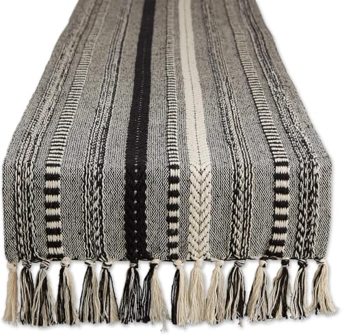 DII Farmhouse Braided Stripe Table Runner Collection, 15x72 (15x77, Fringe Included), Stone (Pack of 12) - size: 15x72" (15x77", Fringe Included) (Pack of 12)