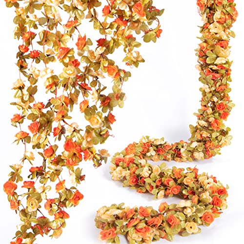 8Pcs x 8.2FT Artificial Flower Garland Rose Vine, Fall Champagne Flower - color: Fall Champagne 8pcs, 1.5" Rose Flowers, size: 8.2FT Vines
