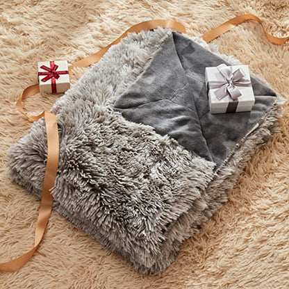 GONAAP Fuzzy Faux Fur Twin Blanket for Couch, Frosty Grey, 60"x80" - color: Frosty Grey, size: Twin(60"x80")