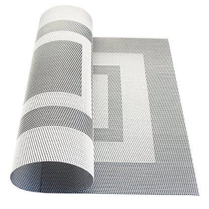 PIGCHCY Placemats - Heat Resistant, Washable Woven Table Mats - Durable Vinyl - Set of 4 (Silver Black) - color: Box: Silver Black, size: 4 Placemats