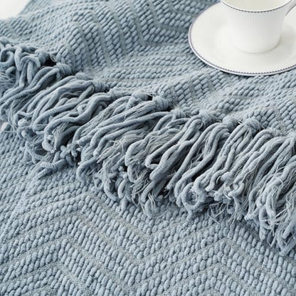 BATTILO HOME Blue Grey Chenille Throw Blanket for Couch, 60"x80" - color: Bluish Grey, size: 60"x80"
