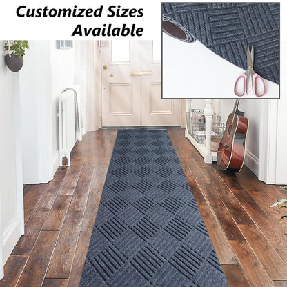 Runner Rug Non Slip, 1FT x 6FT Washable Area Rug Indoor Outdoor Rubber Back Carpet Mat for Hallway Kitchen Entryway Laundry Room Foyer Balcony Living Room, Grey