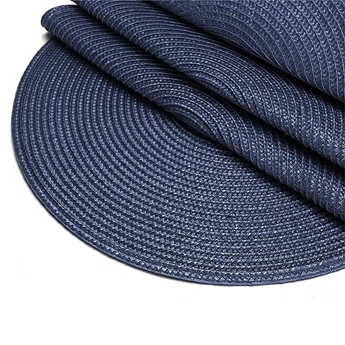 Round Placemats, Crossweave Heat Resistant Woven Round Place Mats Diameter 13.5 inch for Kitchen Table Set of 6 (Nautical Blue) - color: Nautical Blue