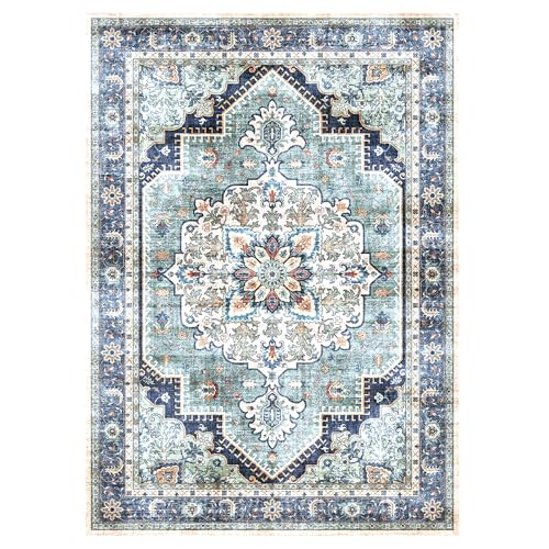 Gertmenian Indoor Easy-Care & Washable Area Rug – 3x5 Small, Ideal for High Traffic Areas in Living Room, Bedroom, Entryway – Erin Blue, 23259 - color: Erin, Blue, size: 3'4" x 4'7" (Small)