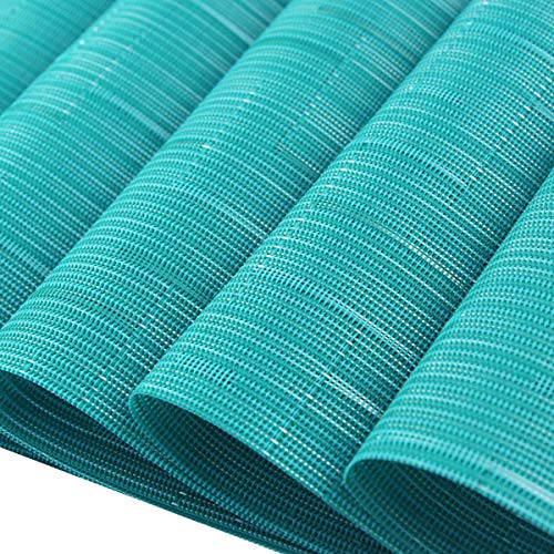 PIGCHCY Placemats,Durable Heat Resistant Placemats for Dining Table,Washable Woven Vinyl Kitchen Placemats Set of 4 (18 x 12 inches, Turquoise) - color: C: Blue Turquoise, size: 4 Placemats