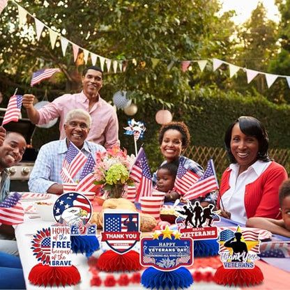 10 Pcs Veterans Day Honeycomb Centerpieces for Table Decorations - style: Veterans Day Style