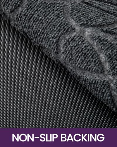 DEXI Front Door Mat Outside Entrance 17x30, Heavy Duty Non Slip, Grey - color: Grey, size: 17" X 30" (Rectangular)