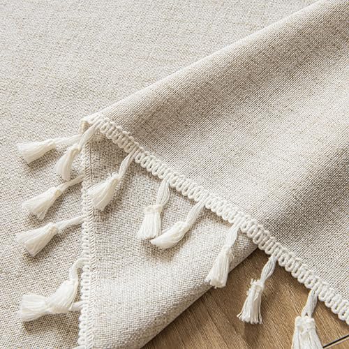 Sutuo Home Boho Curtains 63 Inches Long, Bohemian Linen Style Textured Curtains with Tassels for Living Room, Semi Blackout Farmhouse Drapes, Rod Pocket Window Treatments 2 Panels, 52" x 63", Natural - color: Natural Linen, size: 52"W x 63"L (Pack of 2)