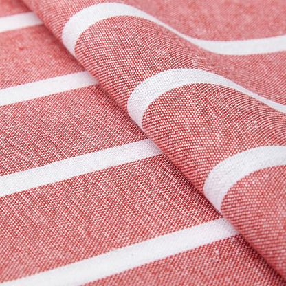 Encasa XO Table Runner, Woven Cotton Dining Linens 13"x72" Red - color: Roma Red Stripes, size: 13x72 in